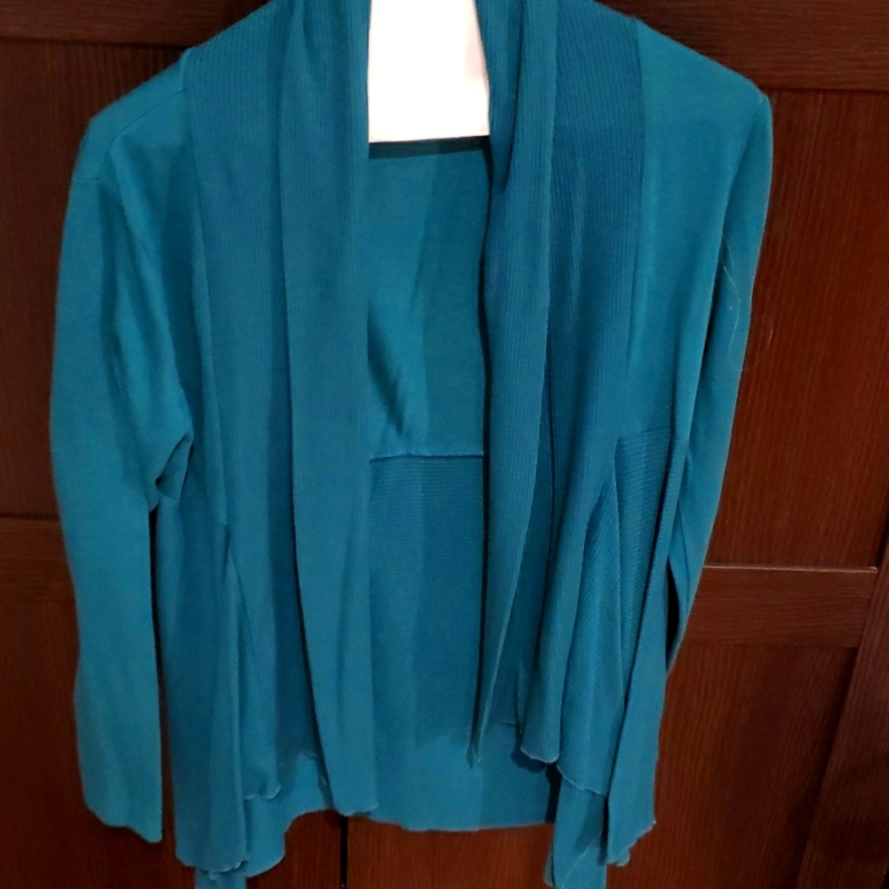 Teal green Coldwater Creek knit cardigan